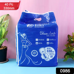 An open pack of DeoDap sanitary pads showing multiple individually wrapped pads, emphasizing the 40-pack value.