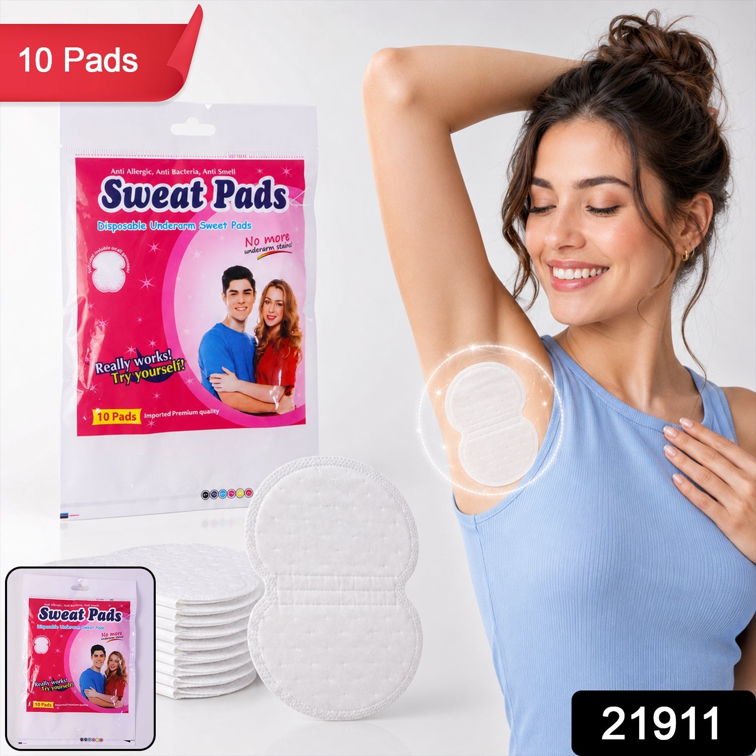 Close-up of DeoDap underarm sweat pad adhesive side