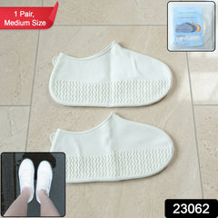 Waterproof Silicone Shoe Cover White Color (1 Pair, Medium Size)