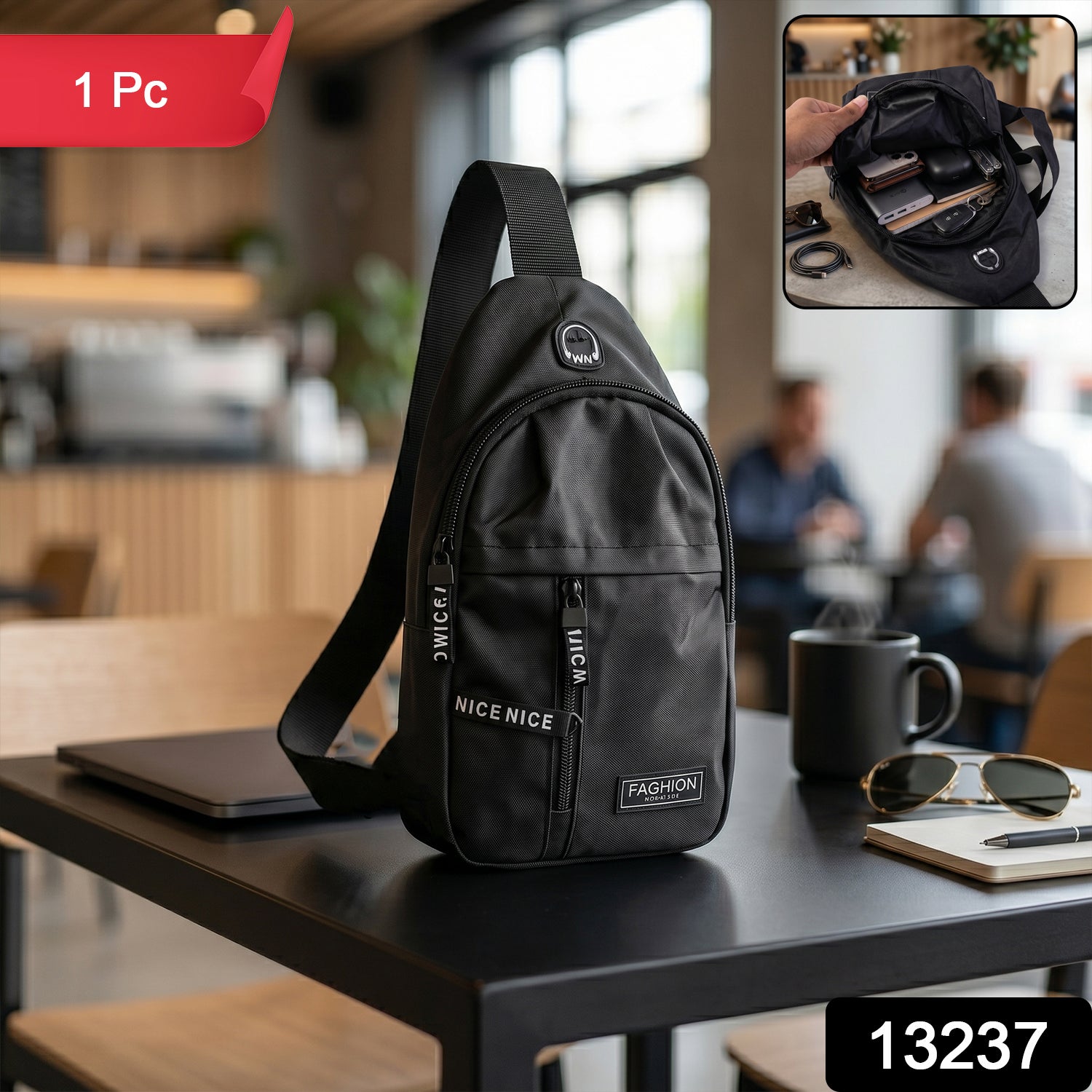 Waterproof Waist Bag, Shoulder Bags USB Charging Earphone Hook Sling Travel Bag (1 Pc / Mix Color)