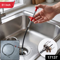 Flexible drain snake with claw grabber tip, 1 piece