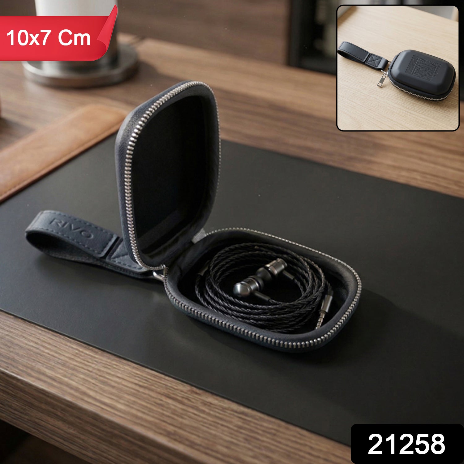 Premium Hard Shell Earphone Carrying Case with Zipper Closure