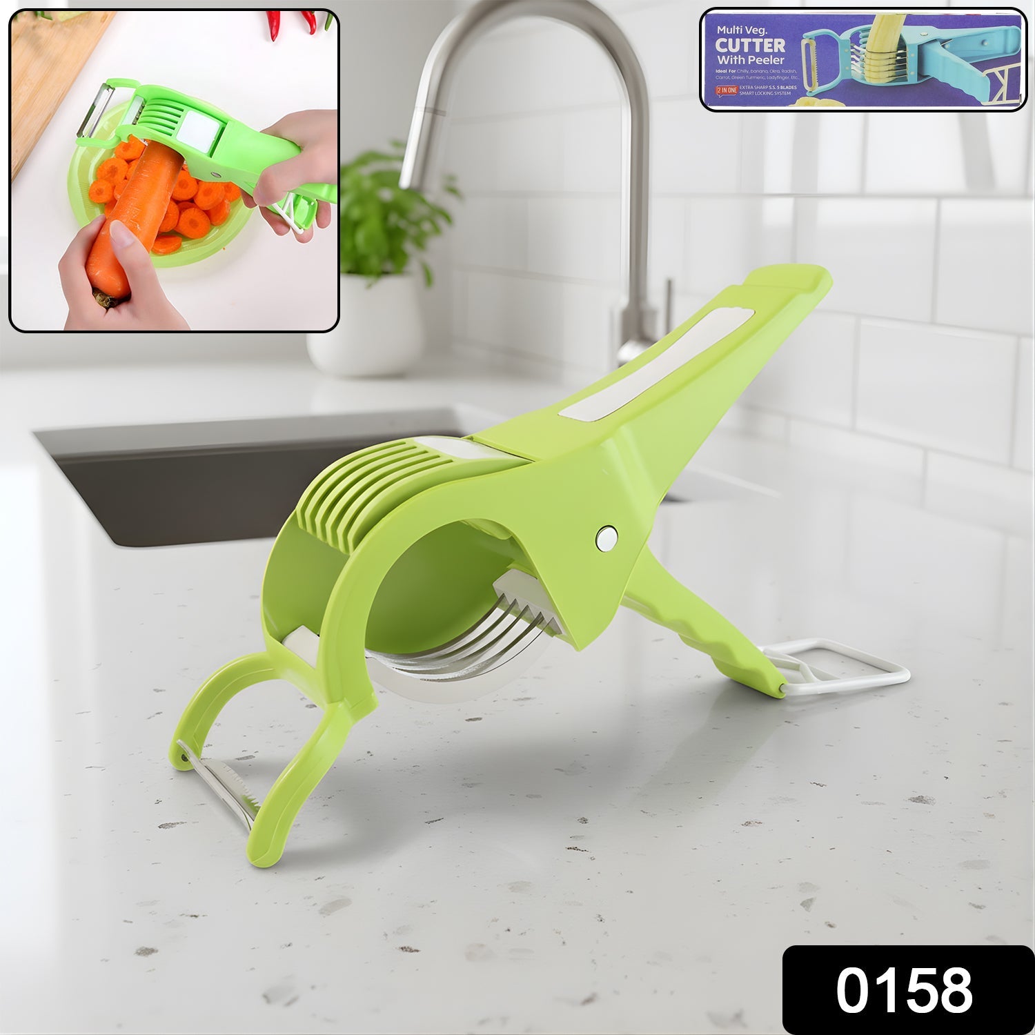 Close-up of vegetable cutter stainless steel blades