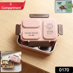 Lunch box opened showing compartments with food