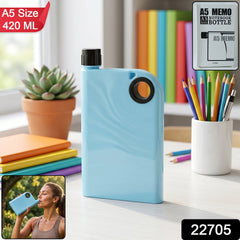 A5 Memo Shape Water Bottle 420 ML Slim Flat Portable (1 Pc)