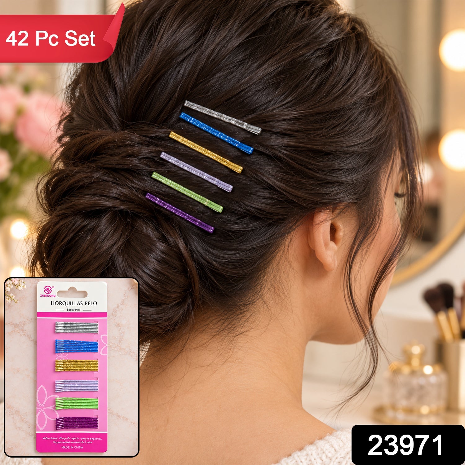 Glitter bobby pins pack 42pc