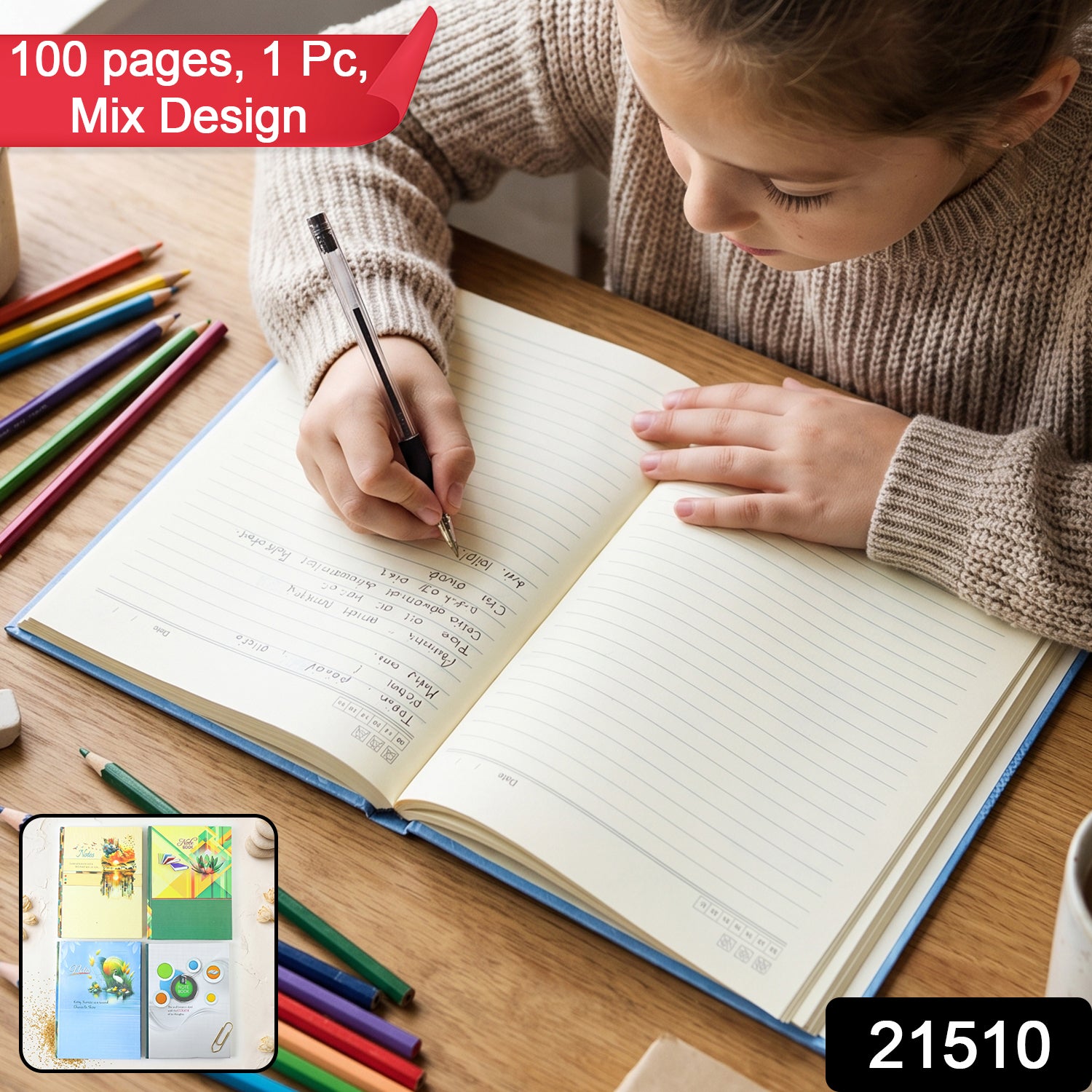 Hardbound Ruled Notebook (1 Pc / 100 Pages / 240x180mm)