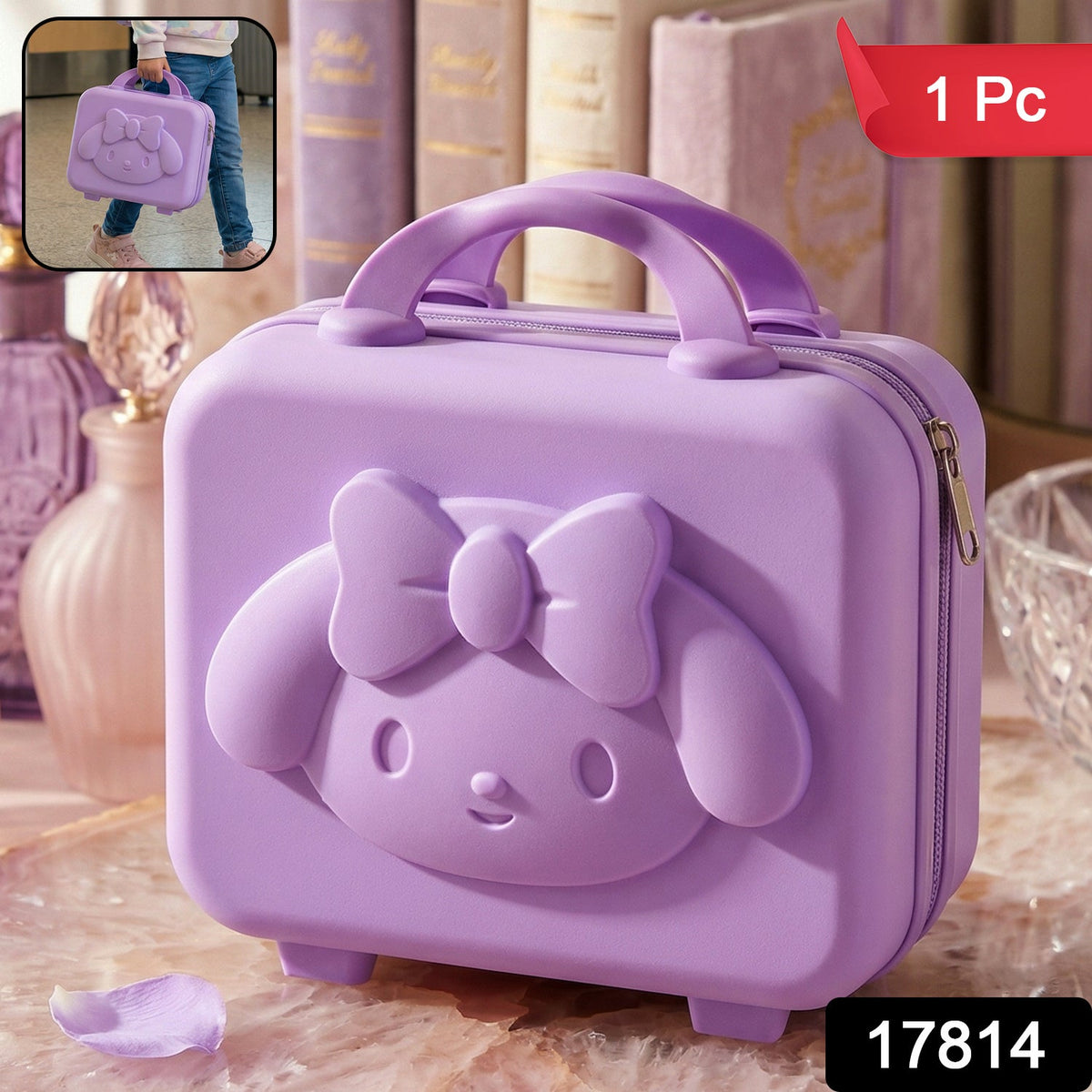 Kids Bear-Shaped Hard Shell Carry Case with handle and embossed bear face