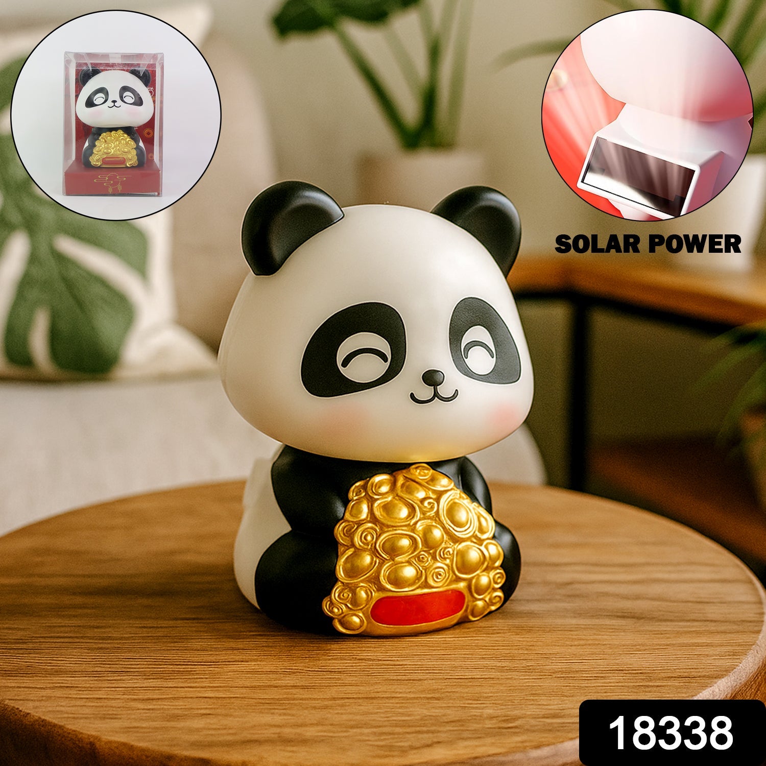 Solar Powered Moving Panda Car Dashboard Decoration â€“ 1 Pc