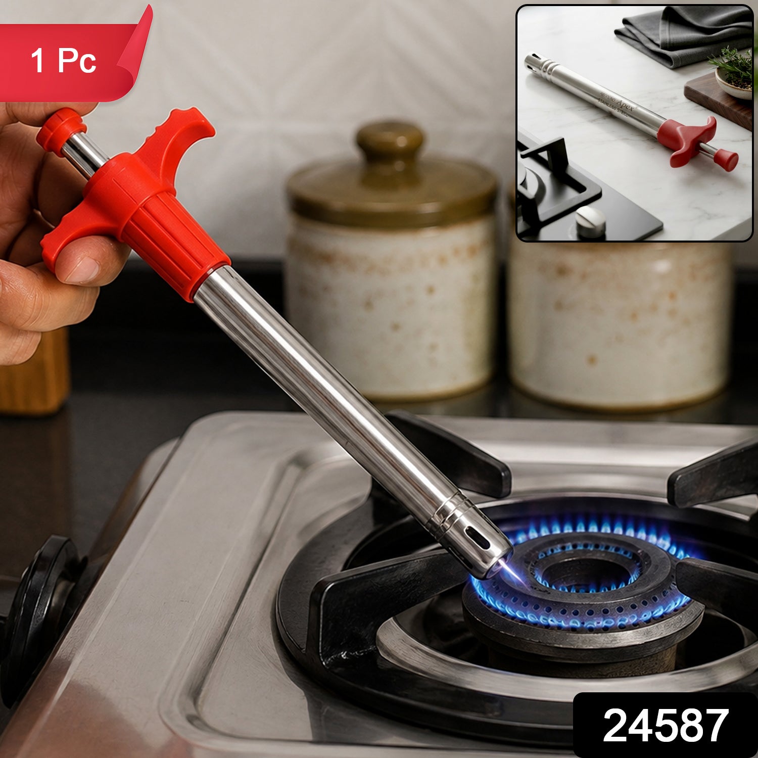 Kitchen stove lighter with steel body, 1 piece
