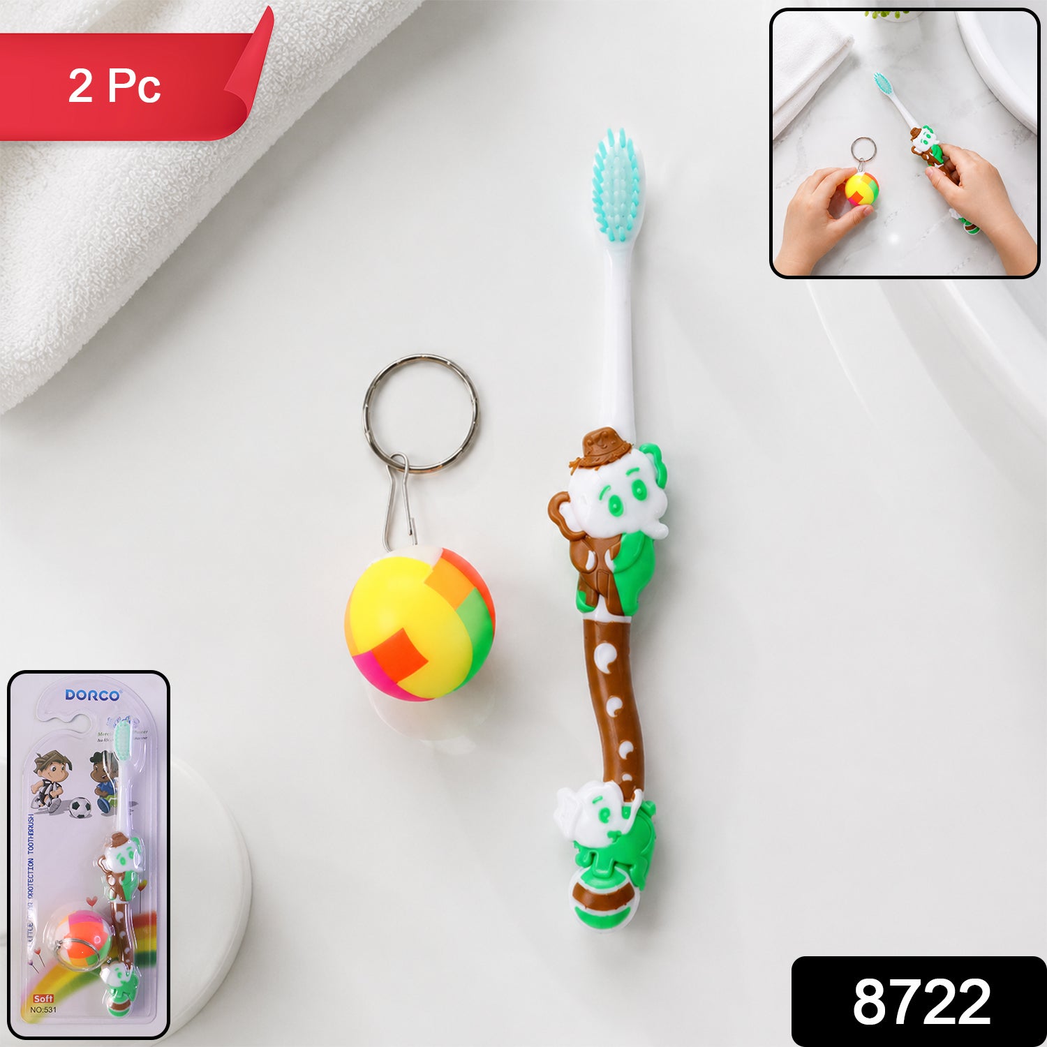 Kids Toothbrush and Ball Keychain Toy Set