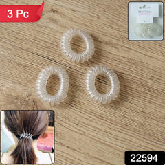 Transparent Spiral Coil Hair Band With Case 3 Pc Set
