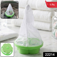 Mesh lint filter for washing machine showing flower shape and fine mesh