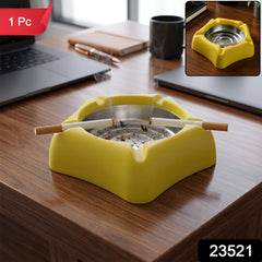 Heat Resistant Silicone Ashtray with Stainless Steel Inner Tray (1 Pc)