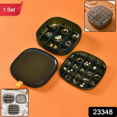 Plastic Multi-Compartment Jewelry Organizer Box, Stackable Ring Storage (1 Set)