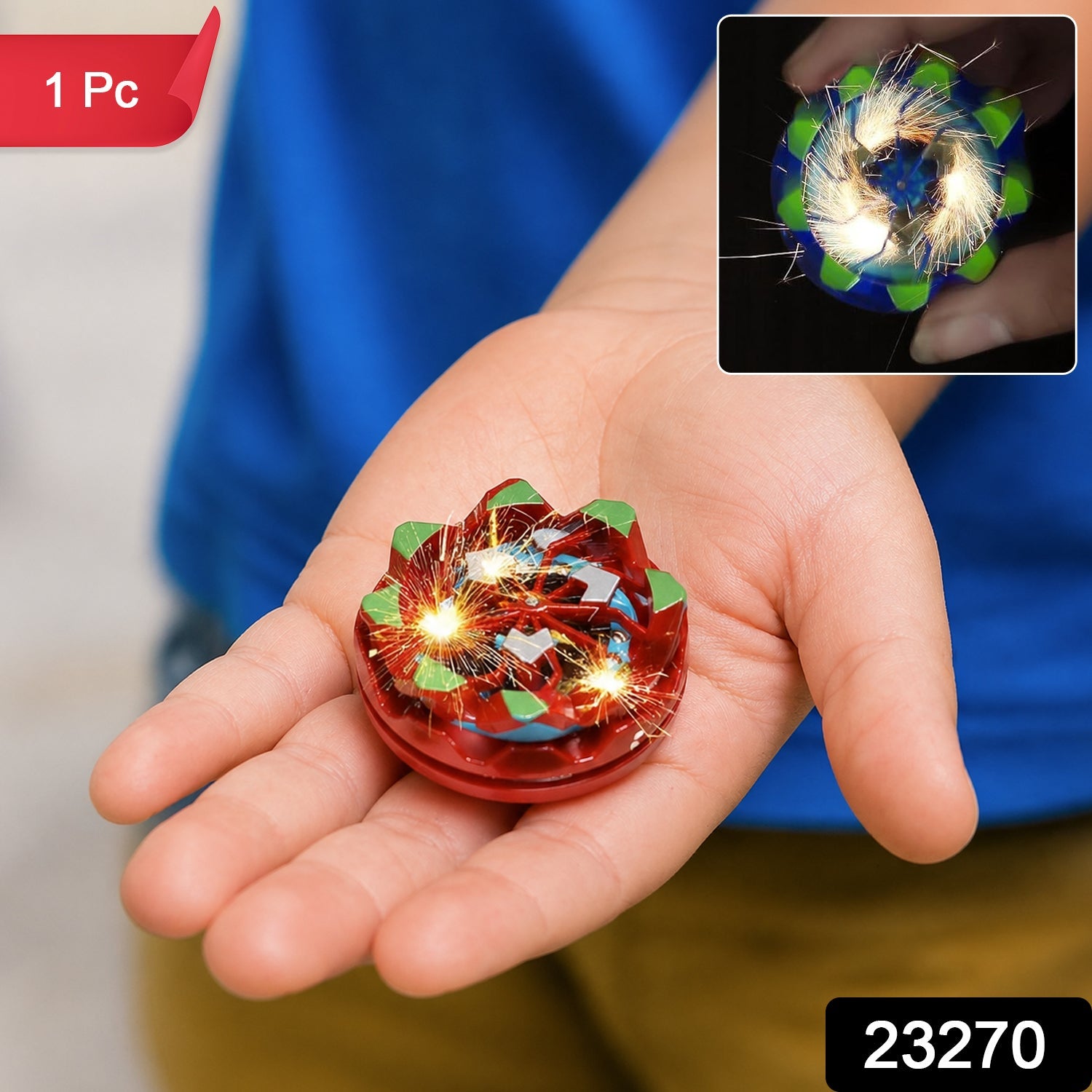 Fireworks Spark Effect Spinning Battle Top Toy (1 Pc)