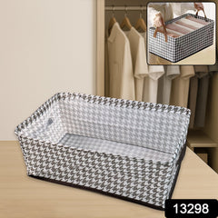 Canvas storage basket organizer on shelf