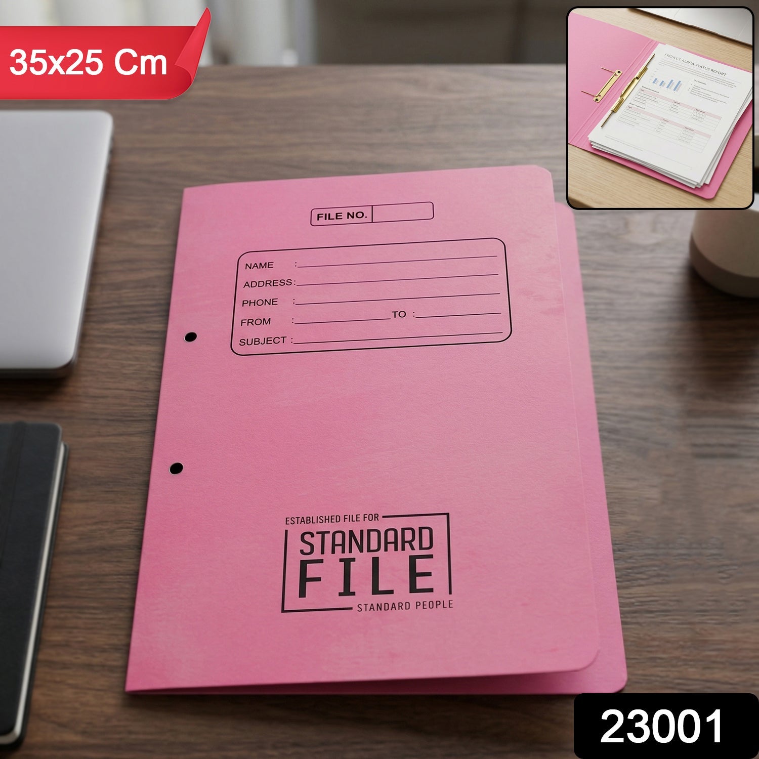 Premium Spring File Folder 35x25 cm, Office Document Holder with Metal Clip