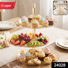 Acrylic 3 Tier Snack and Dessert Serving Stand for Parties and Home (1 Pc)