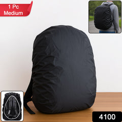 Backpack rain cover with SKU label visible
