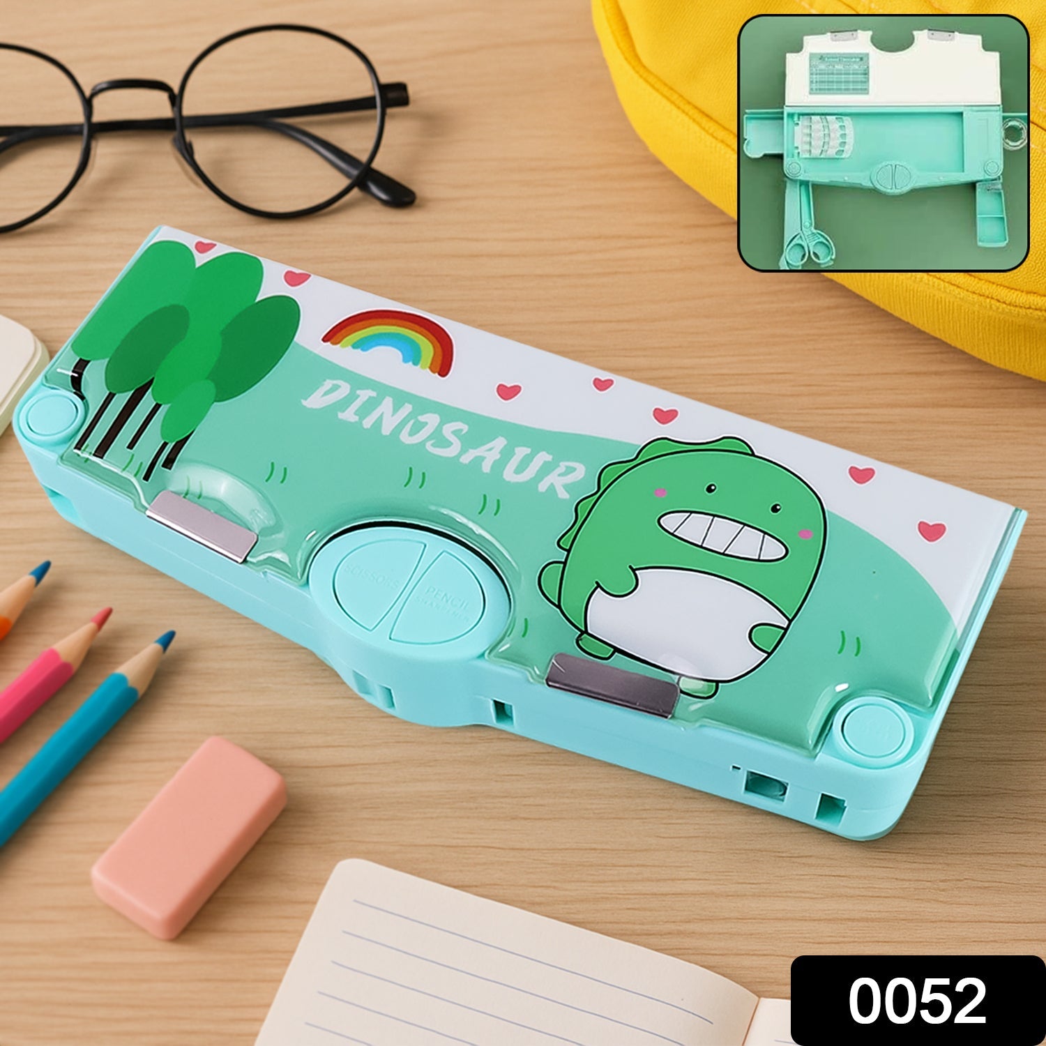 Interior compartments of kids magnetic pencil box