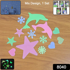 Set of fluorescent star and moon stickers for kids room decor