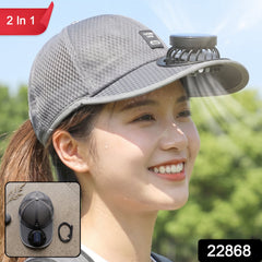 Baseball cap with built in solar fan for outdoor cooling