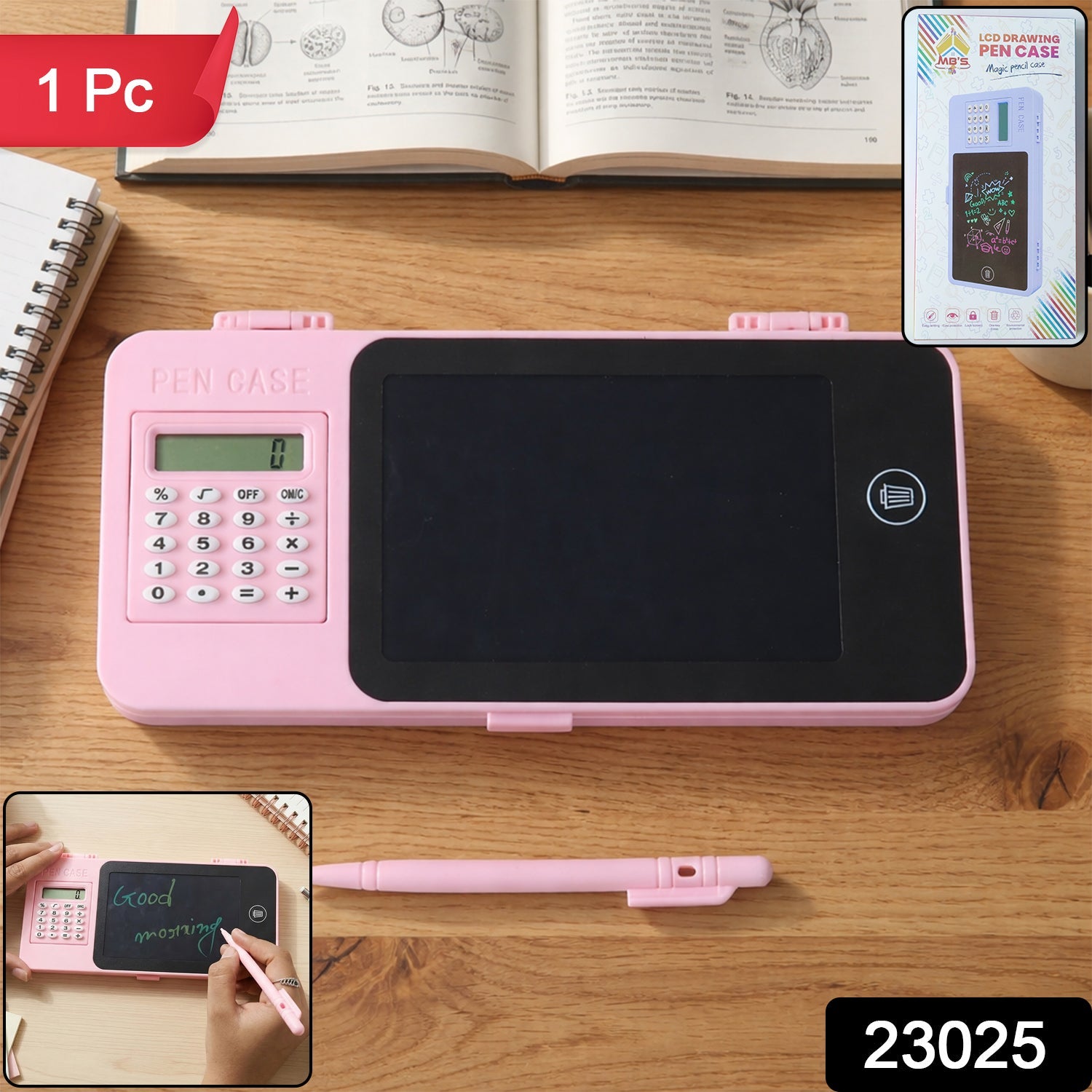 LCD Writing Tablet Pencil Case with Calculator 1 Pc