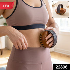 Handheld Wooden Anti Cellulite Body Massager Brush with Strap (1 Pc)