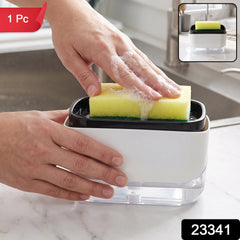 Countertop soap dispenser with built in sponge tray, 1 piece