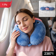 U Shaped Neck Pillow Blue Cute Character Travel Pillow Soft Support (1 Pc)