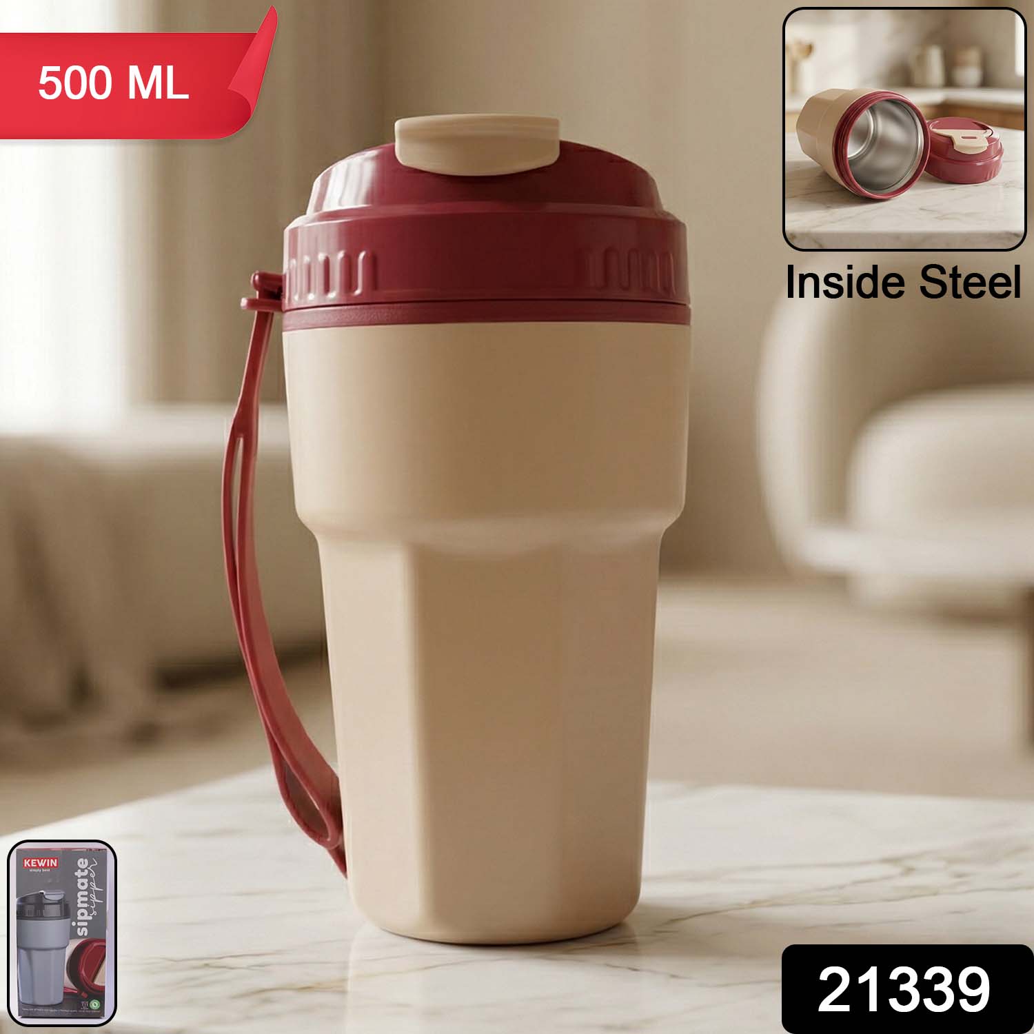 Plastic Sipmate Style Sipper Bottle with flip-top lid open