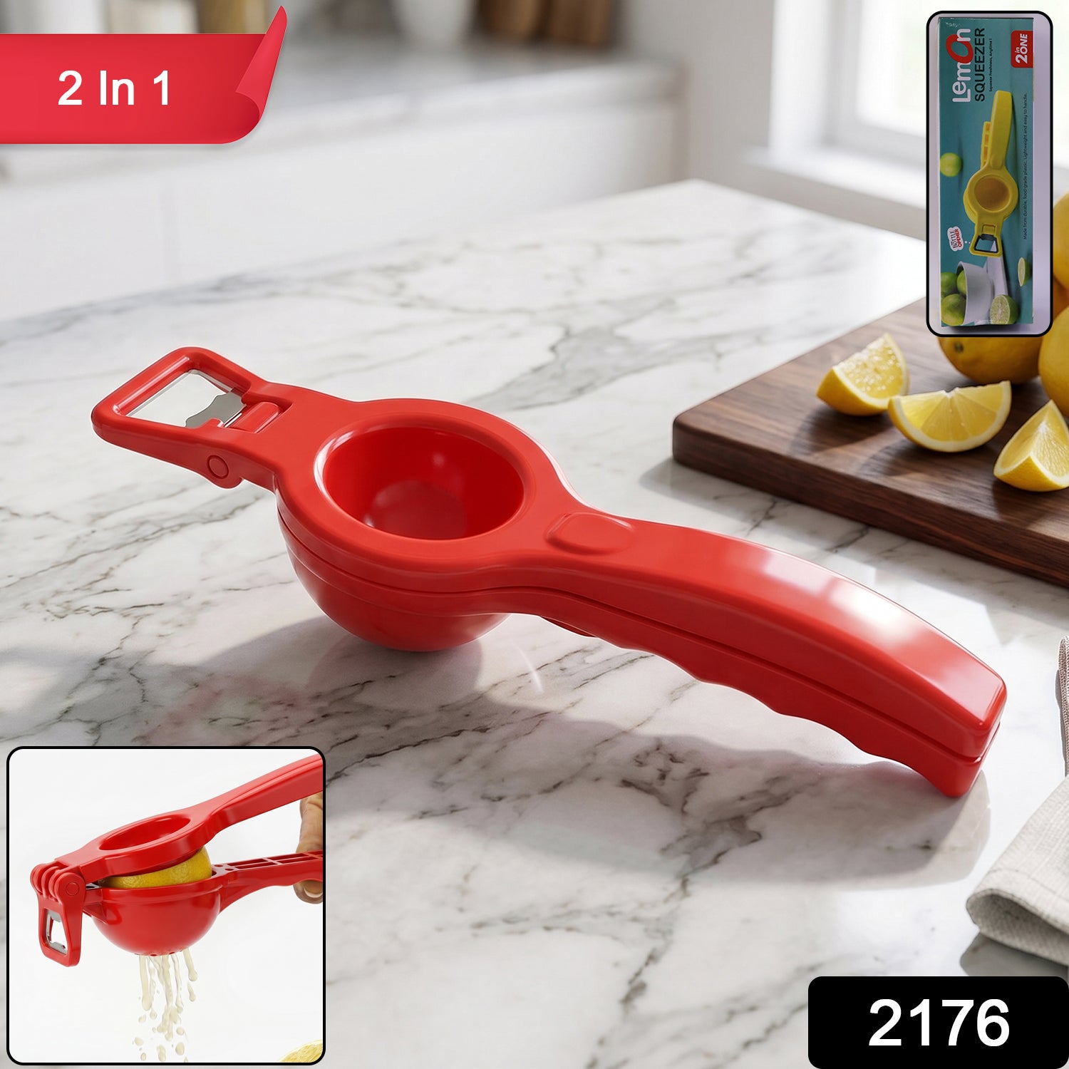 Kitchen 2 in 1 Unbreakable Lemon Squeezer and Bottle Opener (1 Pc)
