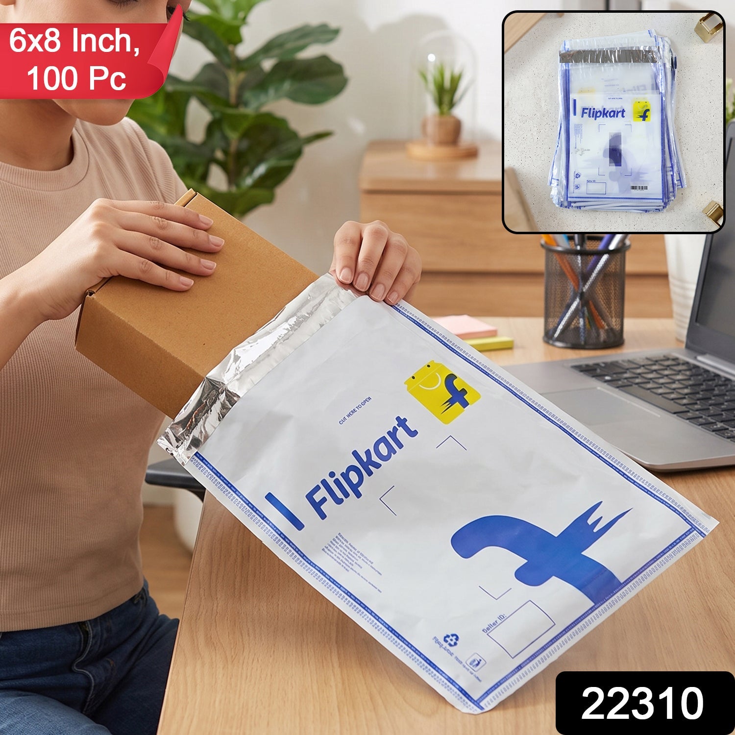 Flipkart Courier Bags 6 x 8 Inch Pack of 100 Tamper Proof Polybags (100 Pc)