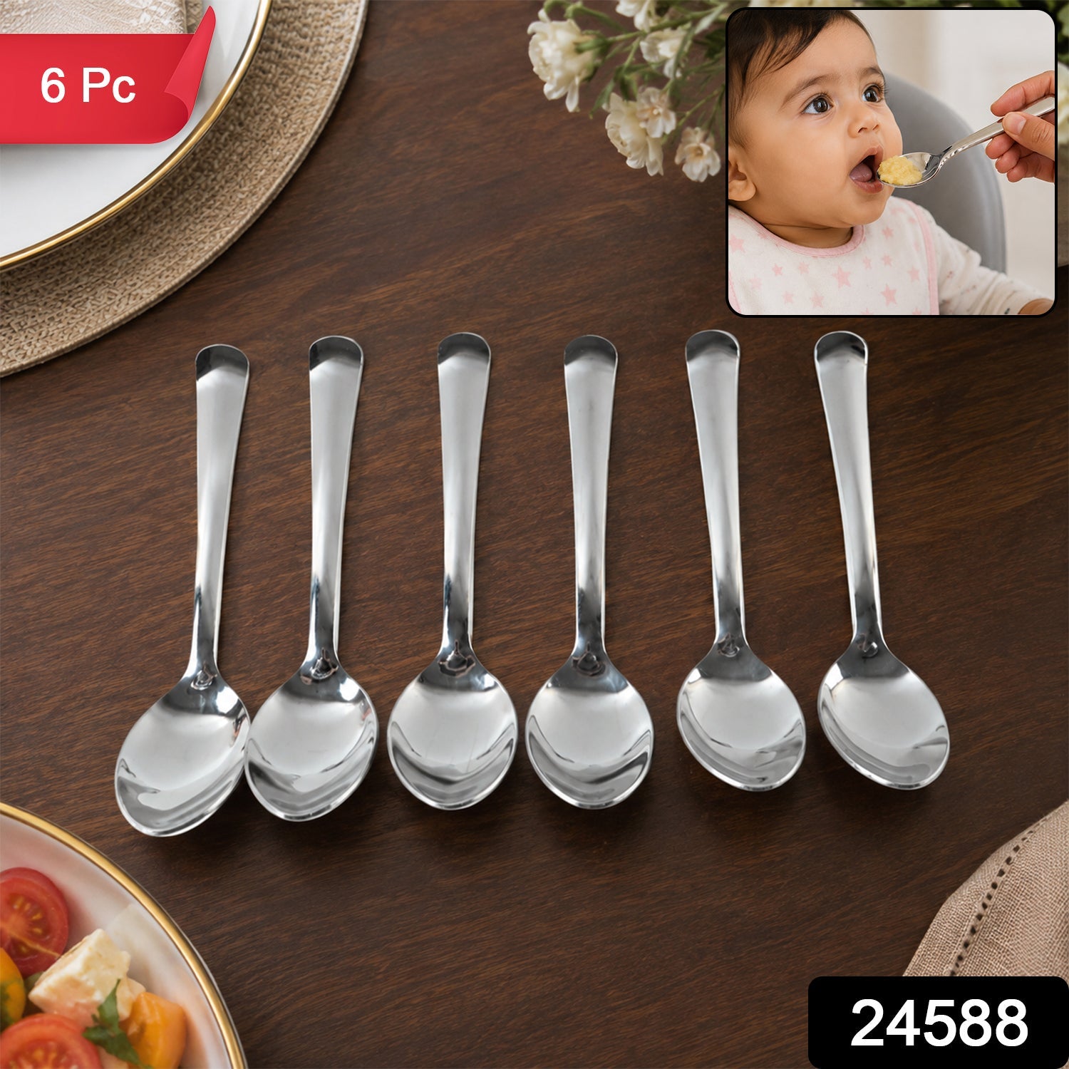 Six piece baby feeding spoon set