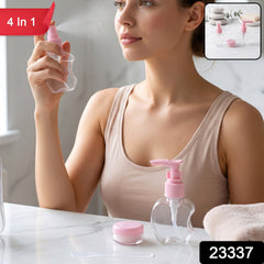 Four piece travel bottle set for toiletries