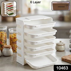 Wall Mount 6-Layer Food Storage Rack â€“ Stackable, Space-Saving Organizer