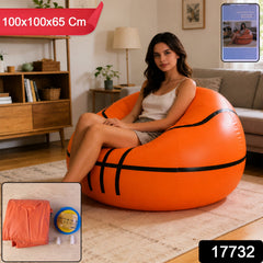 Close-up of colorful inflatable ball sofa with durable PVC material