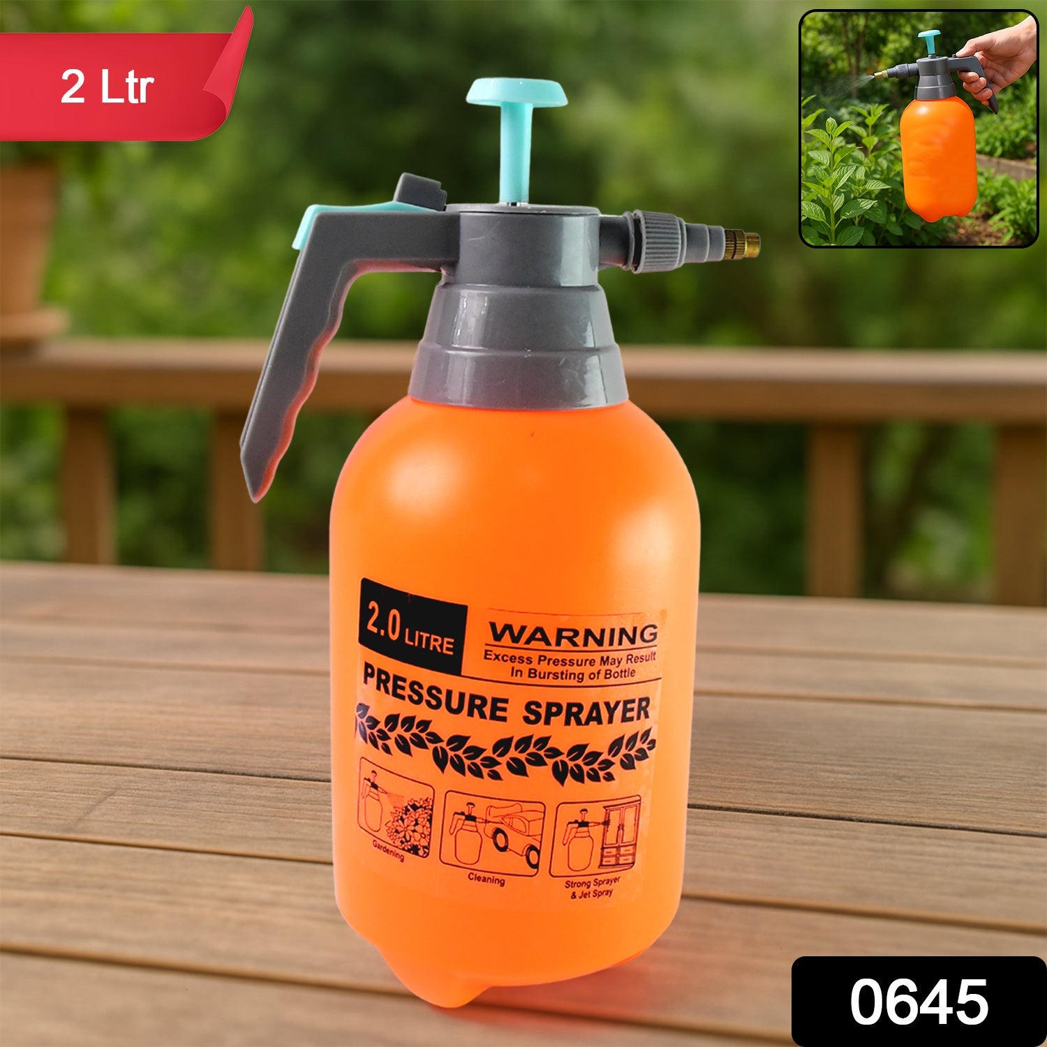 Lifestyle view of garden pressure sprayer in use