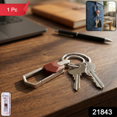 Close-up of metal carabiner locking mechanism