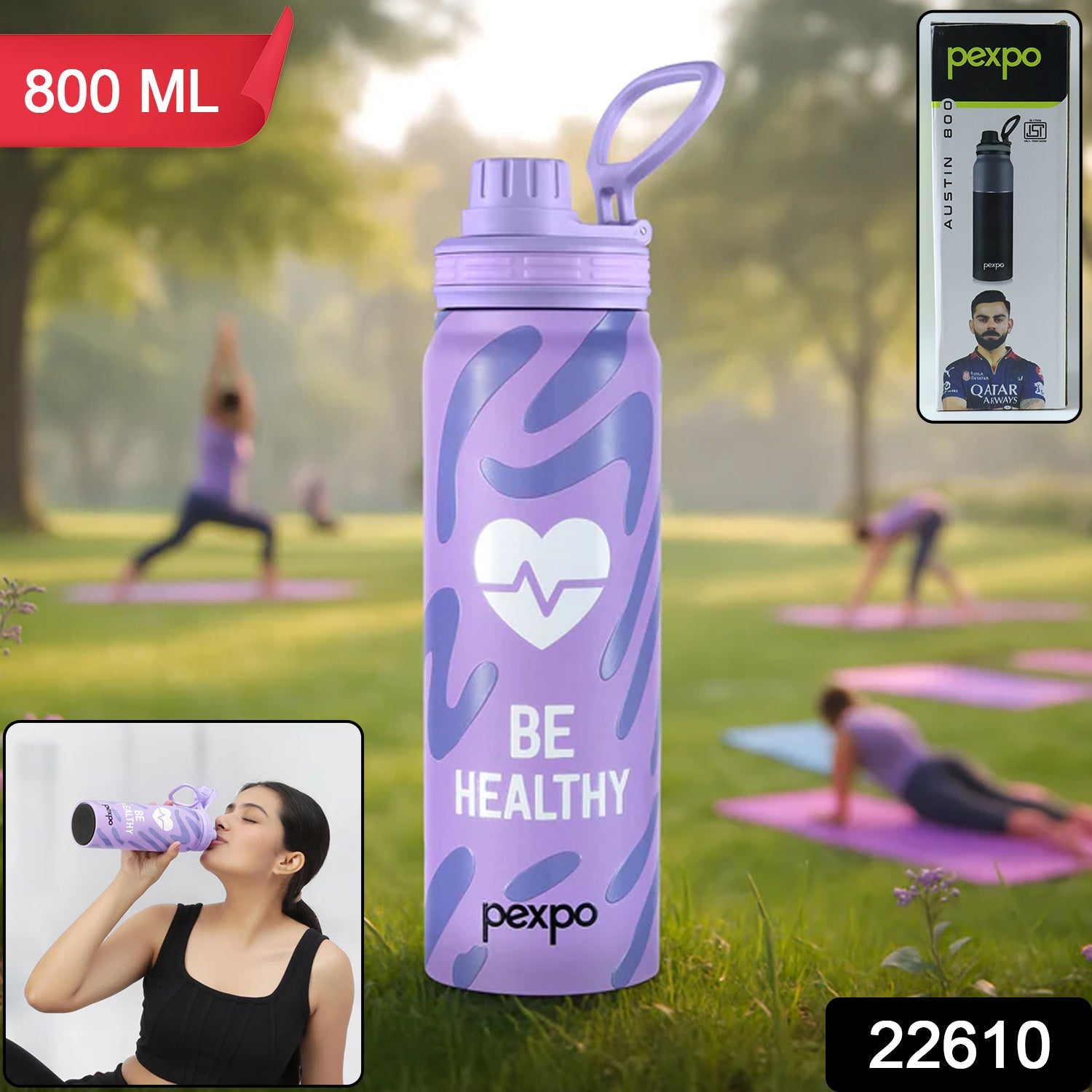 Pexpo Austin Art Stainless Steel Water Bottle 800 ML (1 Pc)