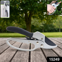Gardening pruning shears on white background