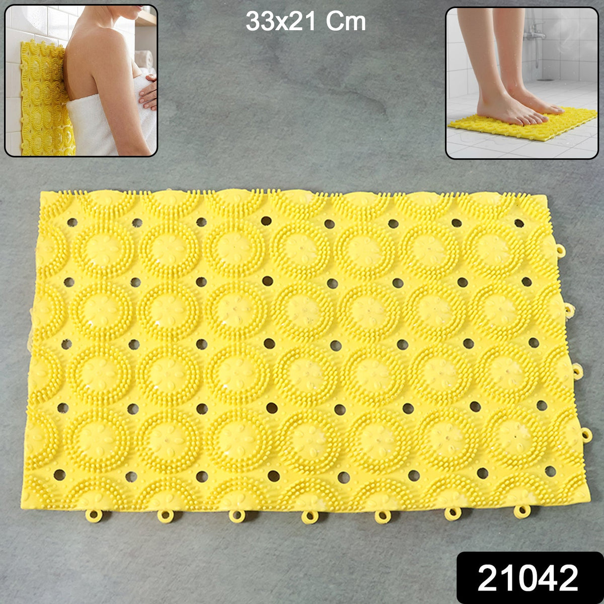 Bathroom massage mat securely placed on shower floor