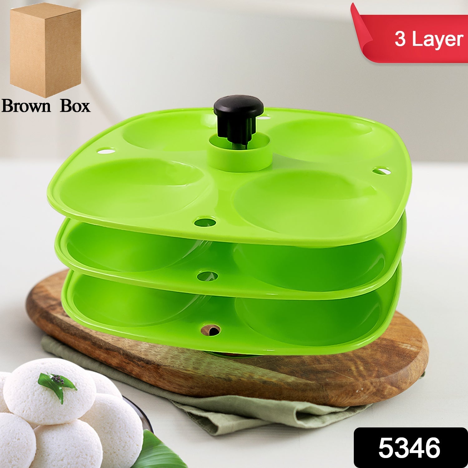 Inside view of 3 Layer Idli Stand trays
