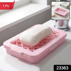Plastic Soap Box Dish with Drain Tray for Bathroom and Kitchen (1 Pc)