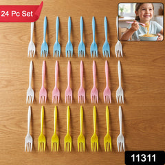 Plastic Fork 24 Pc Set Reusable Multicolour Dinner Forks Unbreakable (24 Pc Set)