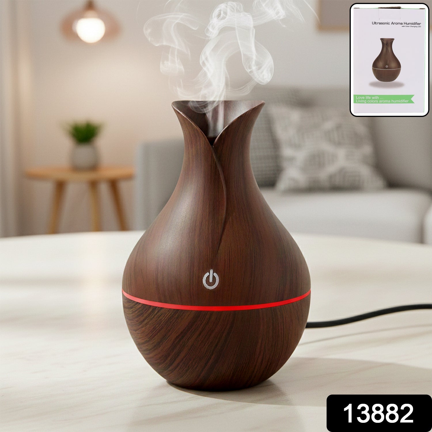 Mini Wooden Vase Pot Diffuser humidifier lifestyle setting
