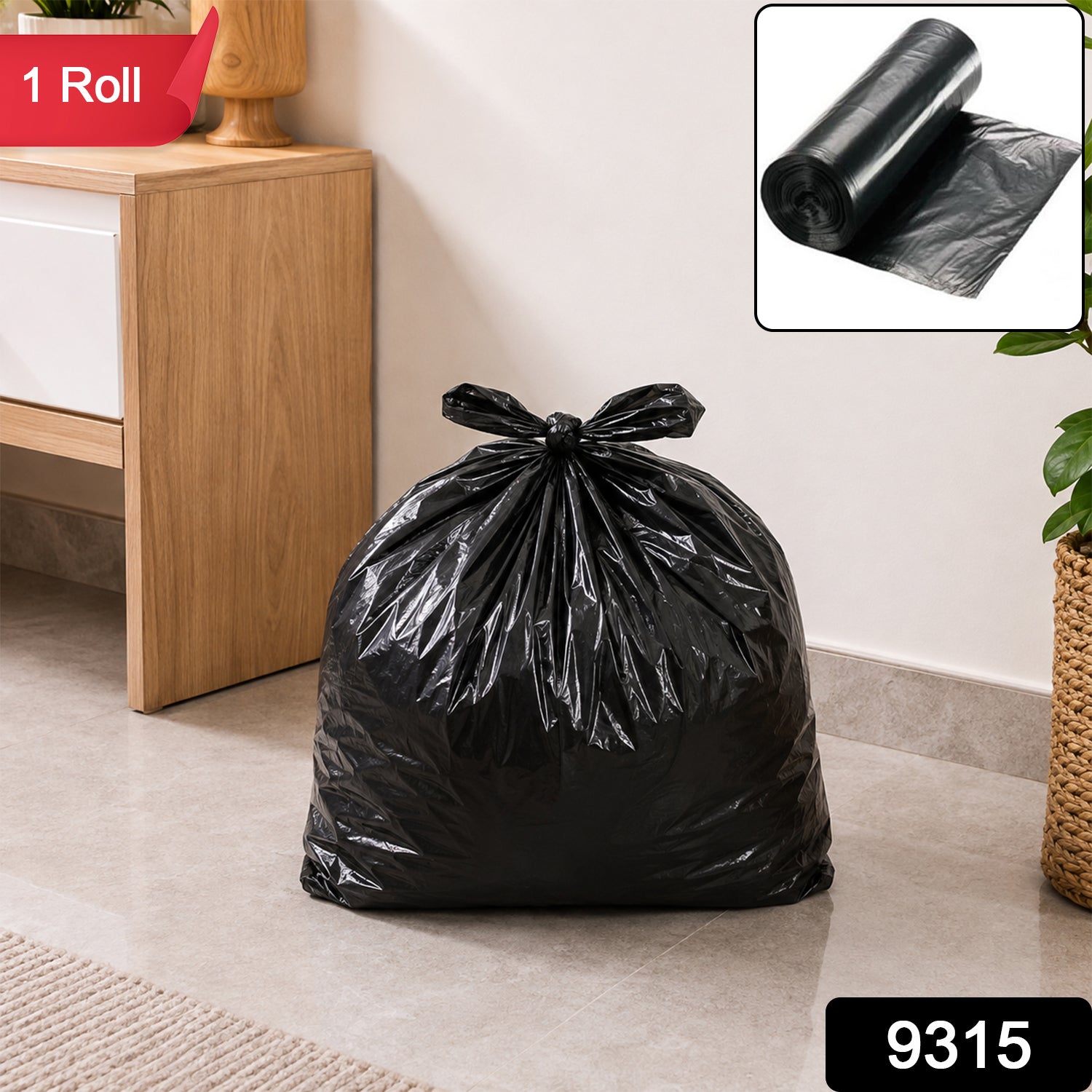 Plastic garbage bag roll for daily waste, 1 roll