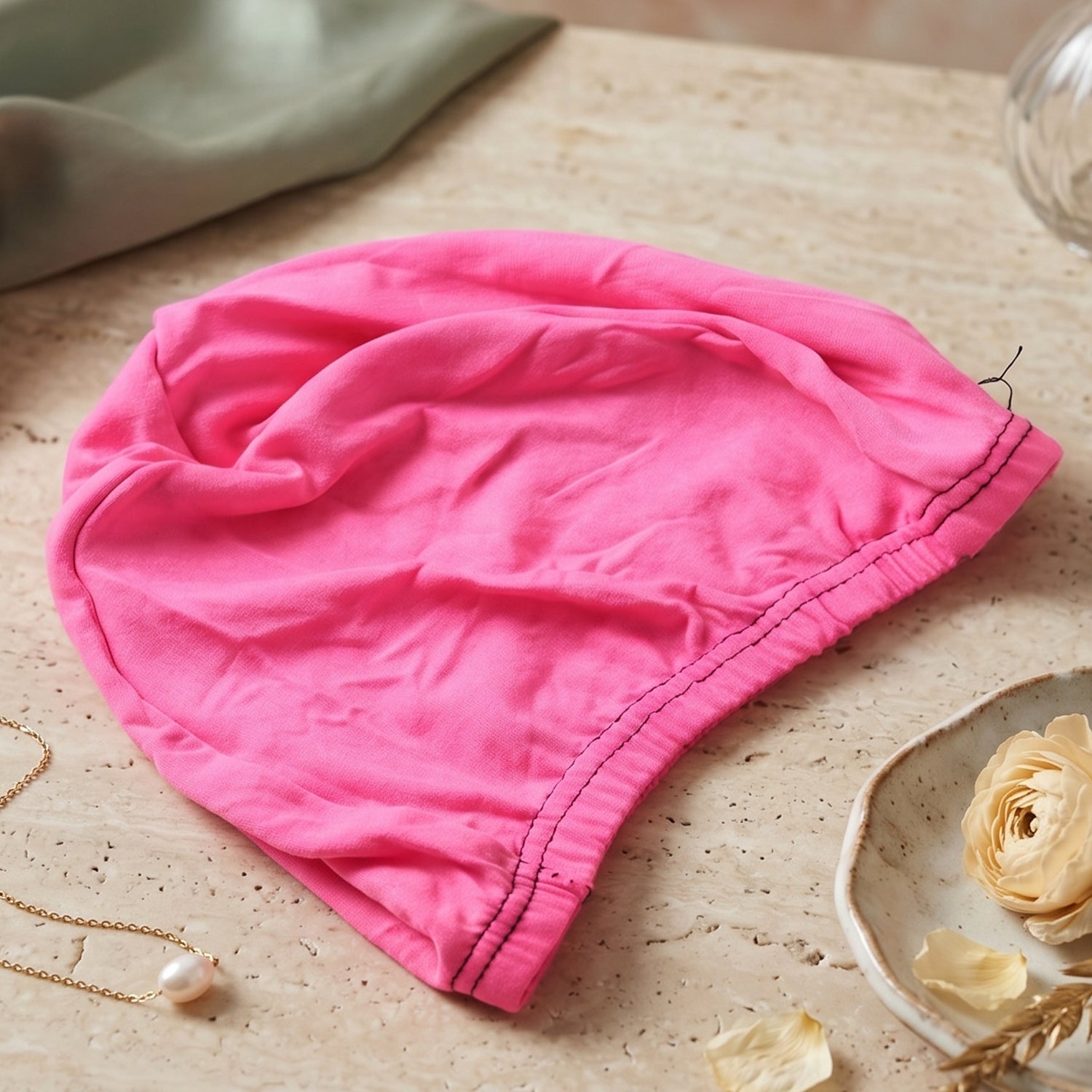Comfortable pink pool cap