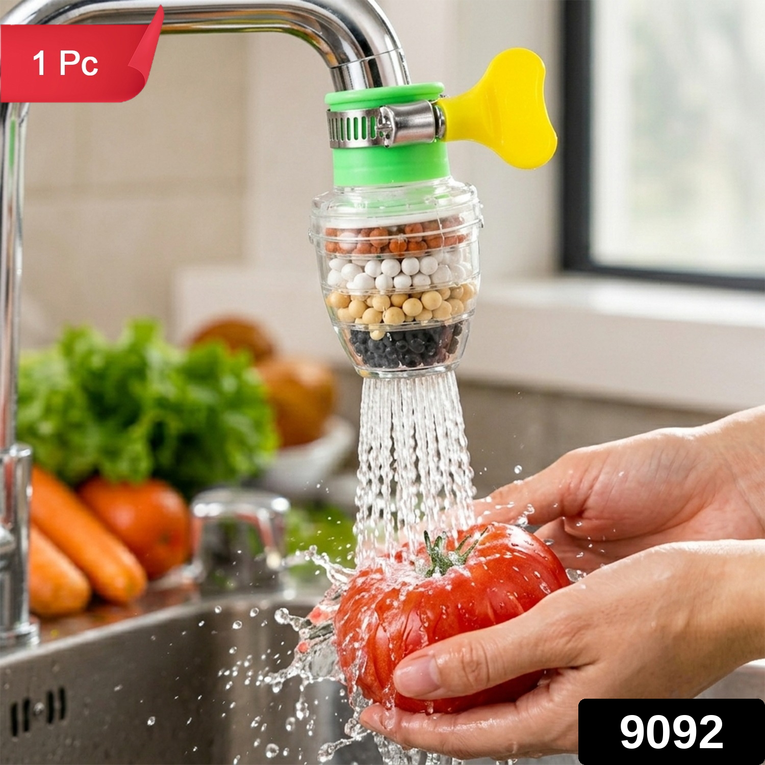 Six Layer Carbon Faucet Water Filter with Adjustable Clamp for Sink (1 Pc)